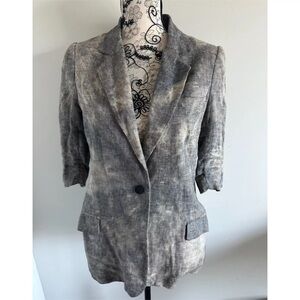 ELIZABETH & JAMES Linen Blend 3/4 Jacket Blazer Size 4 Women's Gray Blazer